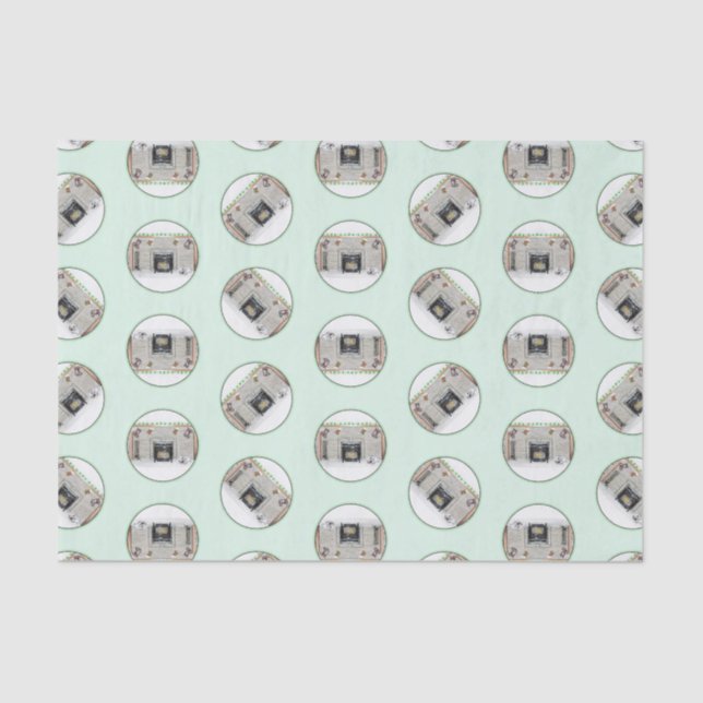 Papel De Seda Keeshond Pintando Puppy de Natal por Arte Lareira (Frente )