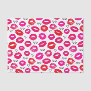 Papel De Seda Kisses XOXO Vermelho e Rosa