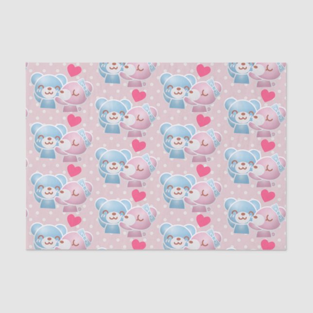 Papel De Seda Kissing Bears Cute e Kawaii (Frente )