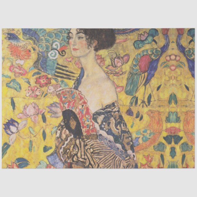 Papel De Seda Klimt Lady with Fan Decoupage Paper (Frente )