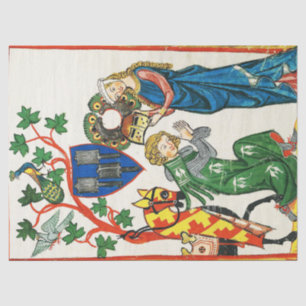 PAPEL DE SEDA KNIGHT SENDO ARMADA POR SUA SENHORA, MINIATURA MED