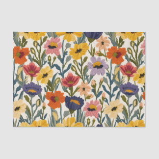 Papel De Seda Knitting Botanical Pattern Pastel Vintage Colours