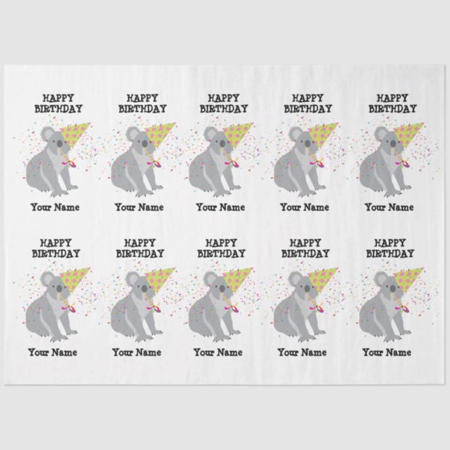 Papel De Seda Koala - Animais com Festas Meninas (Frente )