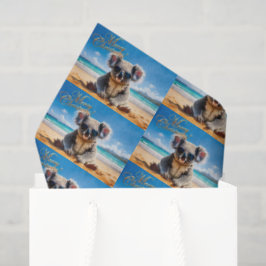 Papel De Seda Koala em uma praia arenosa Feliz Natal
