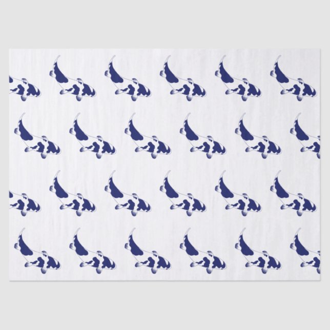 Papel De Seda Koi Fish Karp #1 Cores DIY Azul (Frente )