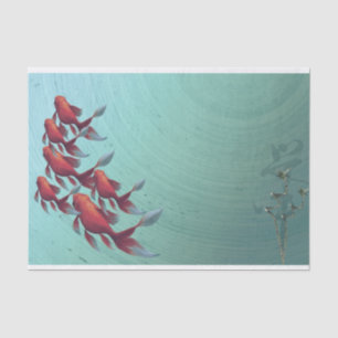 Papel De Seda Koi Goldfish Orange Blue