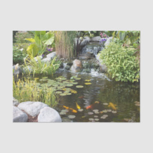 Papel De Seda Koi Pond com Waterfall 