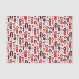 Papel De Seda Kokeshi japonês ilustrado e bonito