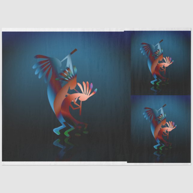 Papel De Seda Kokopelli Blues Set Decoupage (Frente )