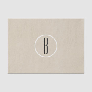 Papel De Seda Kraft Marrom Chic Monograma Letra Inicial Rústico