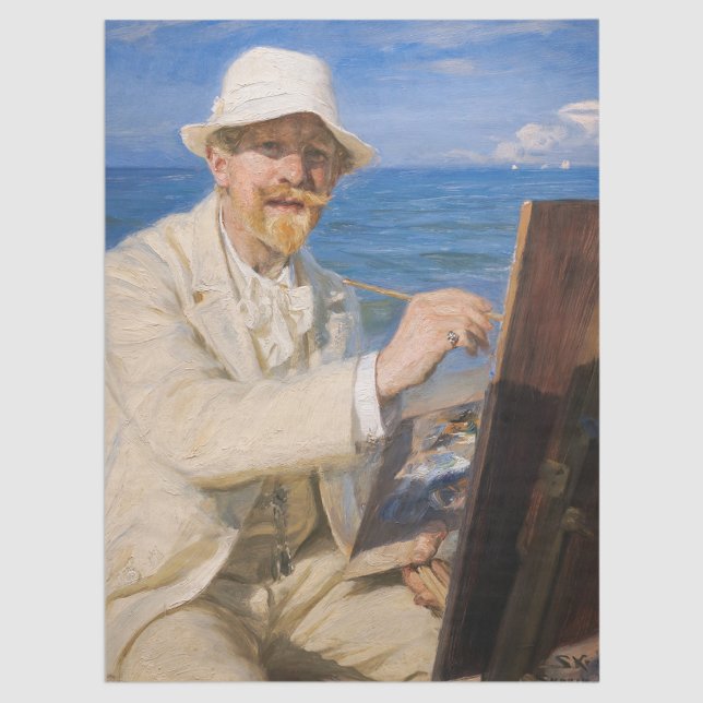 Papel De Seda Kroyer - Autorretrato na praia de Skagen (Criador carregado)
