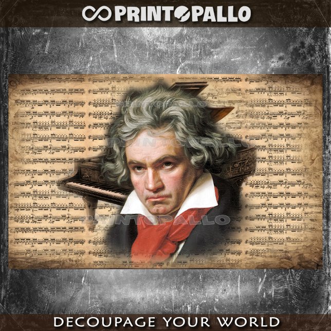 Papel De Seda L. Van Beethoven O Compositor com música e piano (Criador carregado)