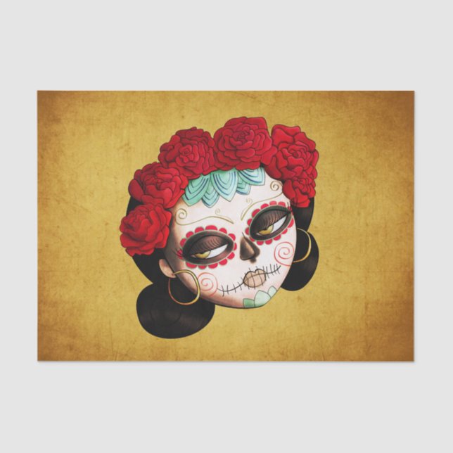 Papel De Seda La Catrina - Diâmetro de Los Muertos Menina (Frente )