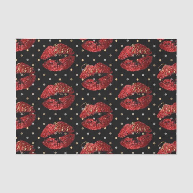 Papel De Seda Lábios de brilho vermelho (Frente )