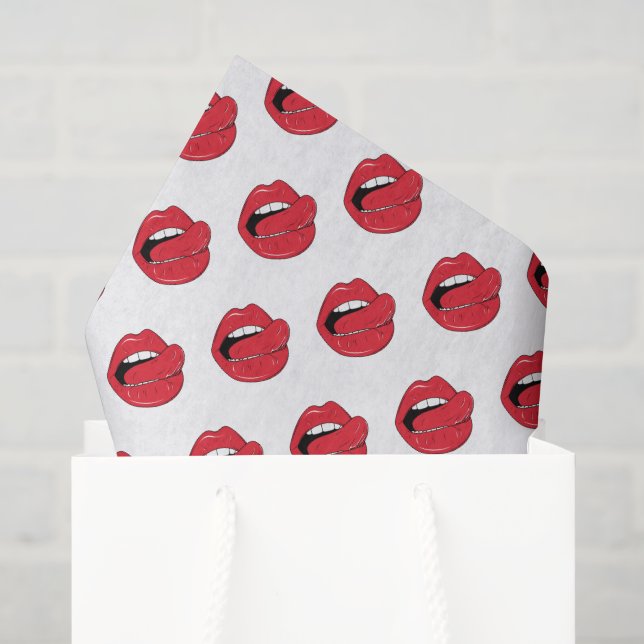 Papel De Seda Lábios Vermelhos Engraçados  (Sacola de presentes)