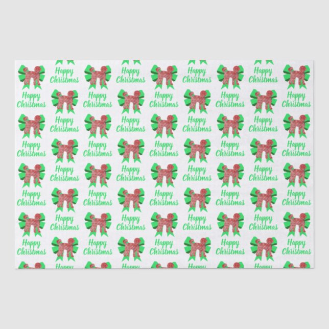 Papel De Seda Labradoodle White Christmas Dog & Green Arco (Frente )