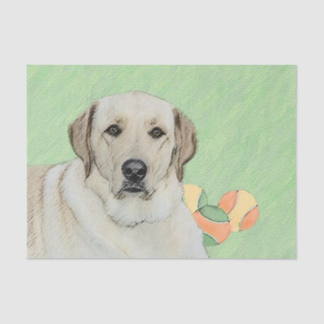 Papel De Seda Labrador Amarelo - Impressão de Retriever e Tênis (Frente )