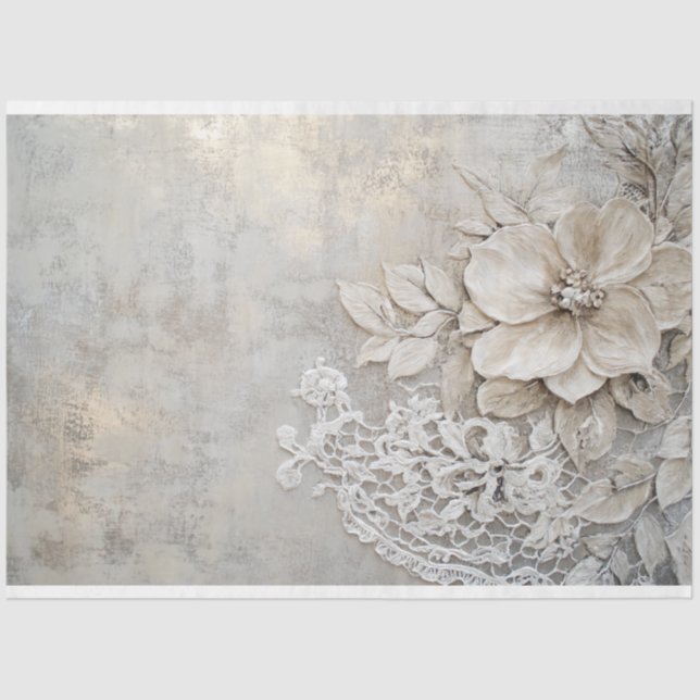 Papel De Seda Lace patina e Floral embossment (Frente )