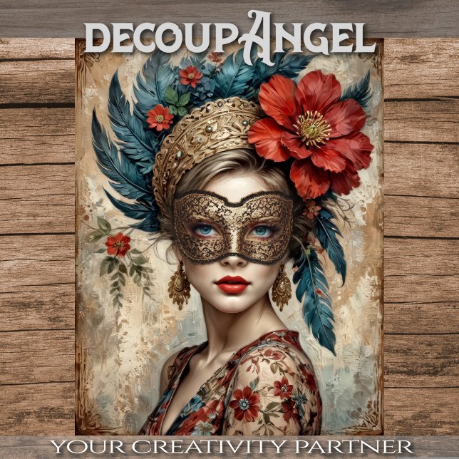 Papel De Seda Lace Veil: A Dama de Penas e Flores Decoupage (Criador carregado)