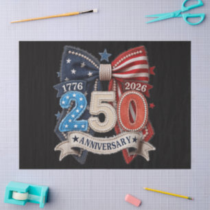 Papel De Seda Laço da Bandeira Americana 250º Aniversário Patrió
