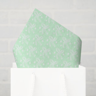 Papel De Seda Laco de Fita Doodle Delicado Feriado Verde-Menta B