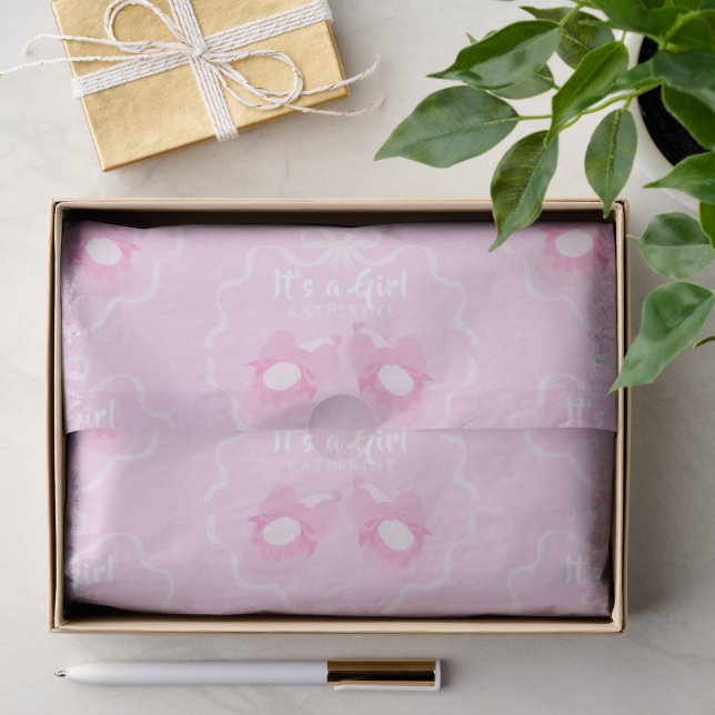 Papel De Seda Laço de Fita É uma Menina Rosa (Presente)
