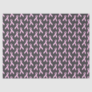 Papel De Seda Laço Rosa no Preto - Conscientização do Câncer de 