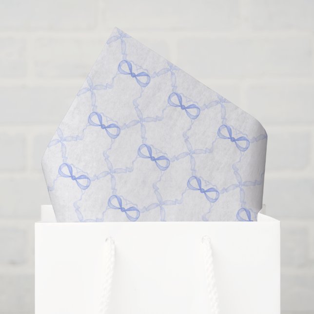 Papel De Seda Lacos Azuis de Aquarela (Sacola de presentes)