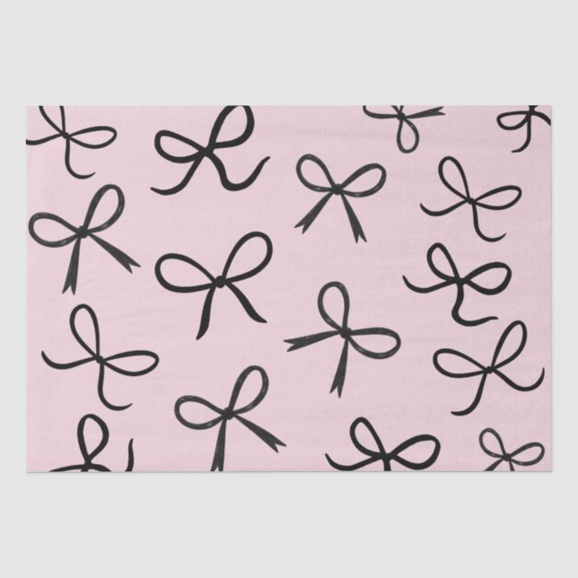 Papel De Seda Laços Pretos Pequenos Fofo da Moda Rosa (Frente )
