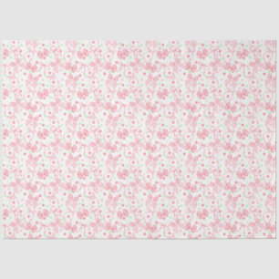 Papel De Seda Laços Rosa com Pontos Rosa e Verde