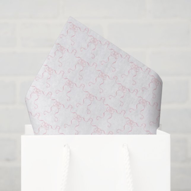 Papel De Seda Laços Rosa Pálido Aquarela (Sacola de presentes)