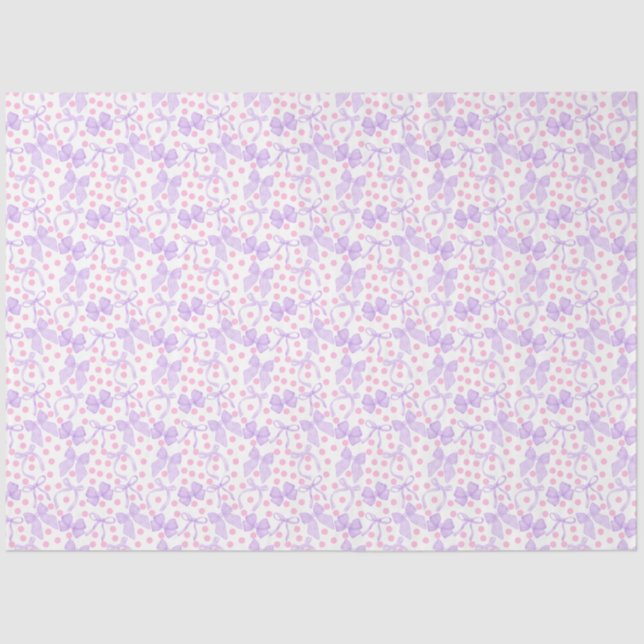 Papel De Seda Laços Roxos com Pontos Rosas (Frente )