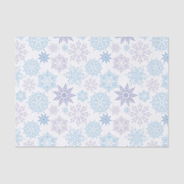 Papel De Seda Lacy Snowflakes em Shades de Azul e Roxo (Frente )