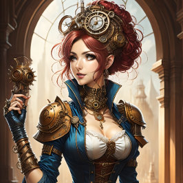 Papel De Seda Lady Cyborg mechanics steampunk v1