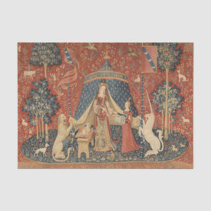 Papel De Seda Lady E A Idade Média do Unicórnio Vintage Tapeçari