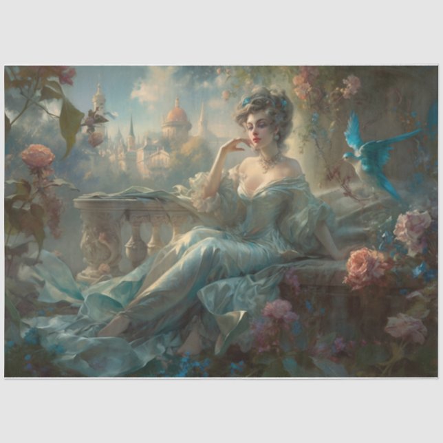Papel De Seda Lady em azul (Frente )