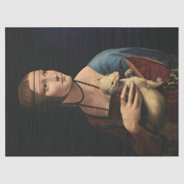 Papel De Seda Lady with an Ermine por Leonardo da Vinci (Frente )