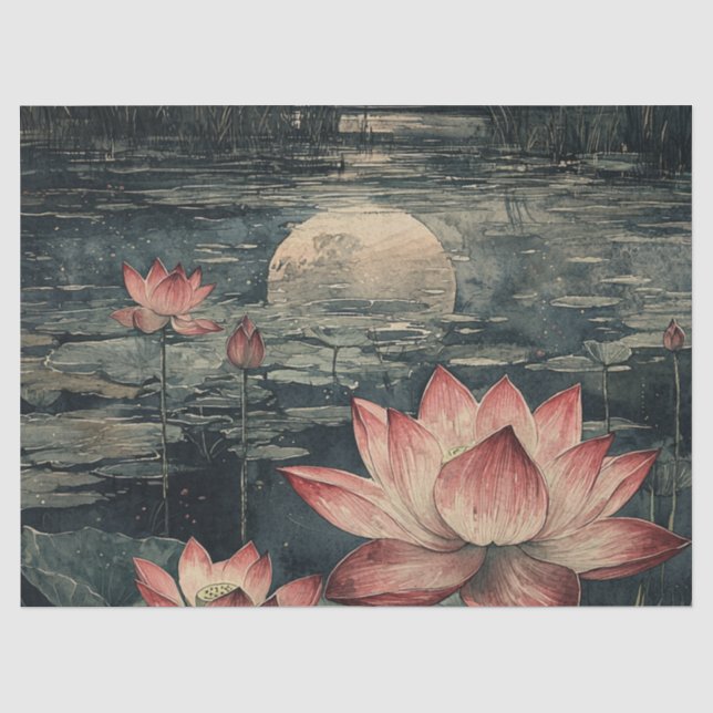 Papel De Seda Lago de Lótus ao Luar (4) (Frente )