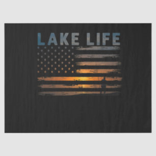 Papel De Seda Lago Life Pescador Sunset American Flag Bass Fish