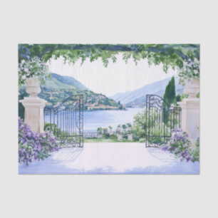Papel De Seda Lago Romântico View Garden Gates Itália