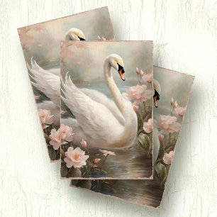 Papel De Seda Lago Swan Floral w Água Rosa Lily