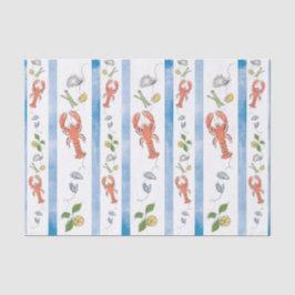 Papel De Seda Lagosta Marinha Limão de Marisco Citrus Aquarela