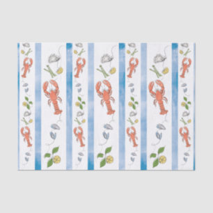 Papel De Seda Lagosta Marinha Limão de Marisco Citrus Aquarela