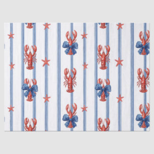 Papel De Seda Lagosta Patriótica Vermelha, Branca e Azul com Est