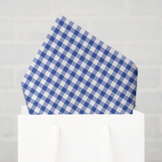 Papel De Seda Lagosta Vermelha Azul Gingham Branco Diversão Cost (Sacola de presentes)