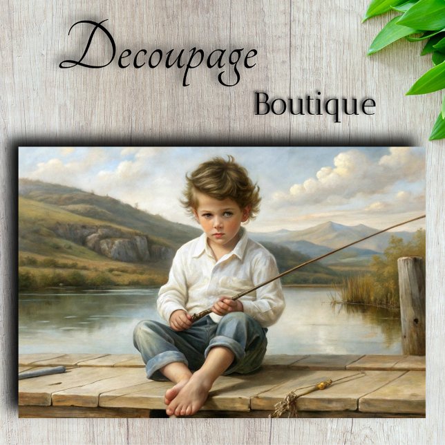 Papel De Seda Lakeside Reverie Young Angler's Tale Decoupage (Lakeside Reverie Young Angler's Dale Decoupage Tissue Paper By Decoupage Boutique)