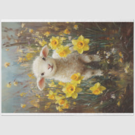 Papel De Seda Lamb Yellow Daffodils Painting Decoupage