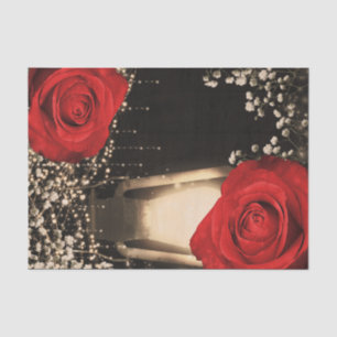 Papel De Seda Lâmpada de Lanterna Rustic Glow com Rosas Vermelha