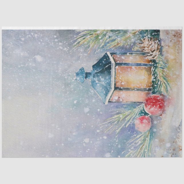 Papel De Seda Lâmpada de Natal Noturna com Água-forte e Pinheiro (Frente )