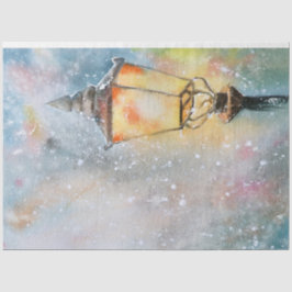 Papel De Seda Lâmpada de Natal Noturna com Aquarela Caprichosa
